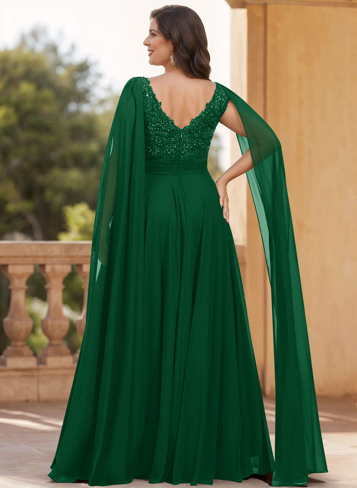 Unique Shoulder Side Drape V-Neck Chiffon Mother Of The Bride Dresses, product image 64