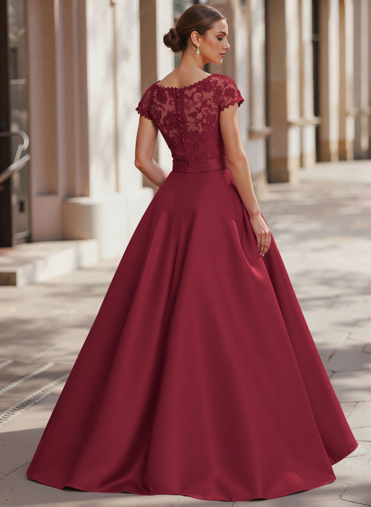 Jumpsuit/Pantsuit Scoop Neck Short Sleeves Detachable Lace/Satin Mother Of The Bride Dresses