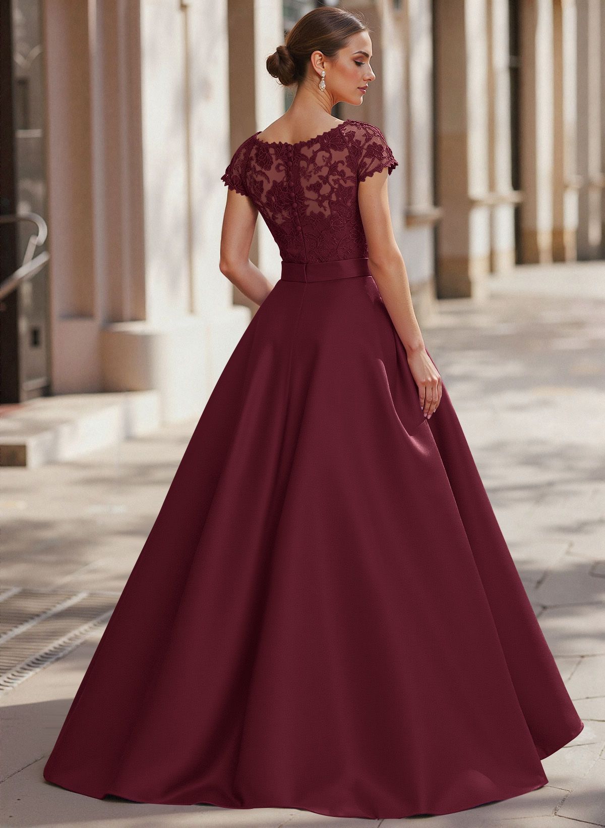 Jumpsuit/Pantsuit Scoop Neck Short Sleeves Detachable Lace/Satin Mother Of The Bride Dresses