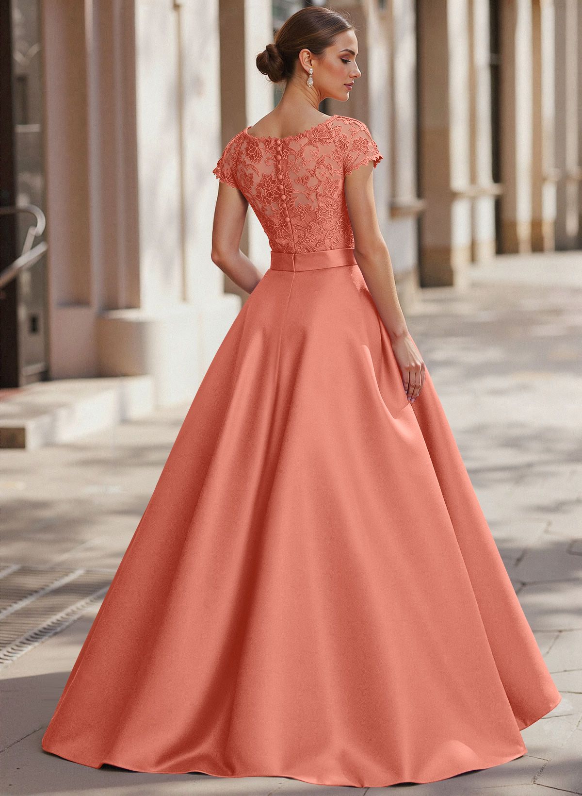 Jumpsuit/Pantsuit Scoop Neck Short Sleeves Detachable Lace/Satin Mother Of The Bride Dresses