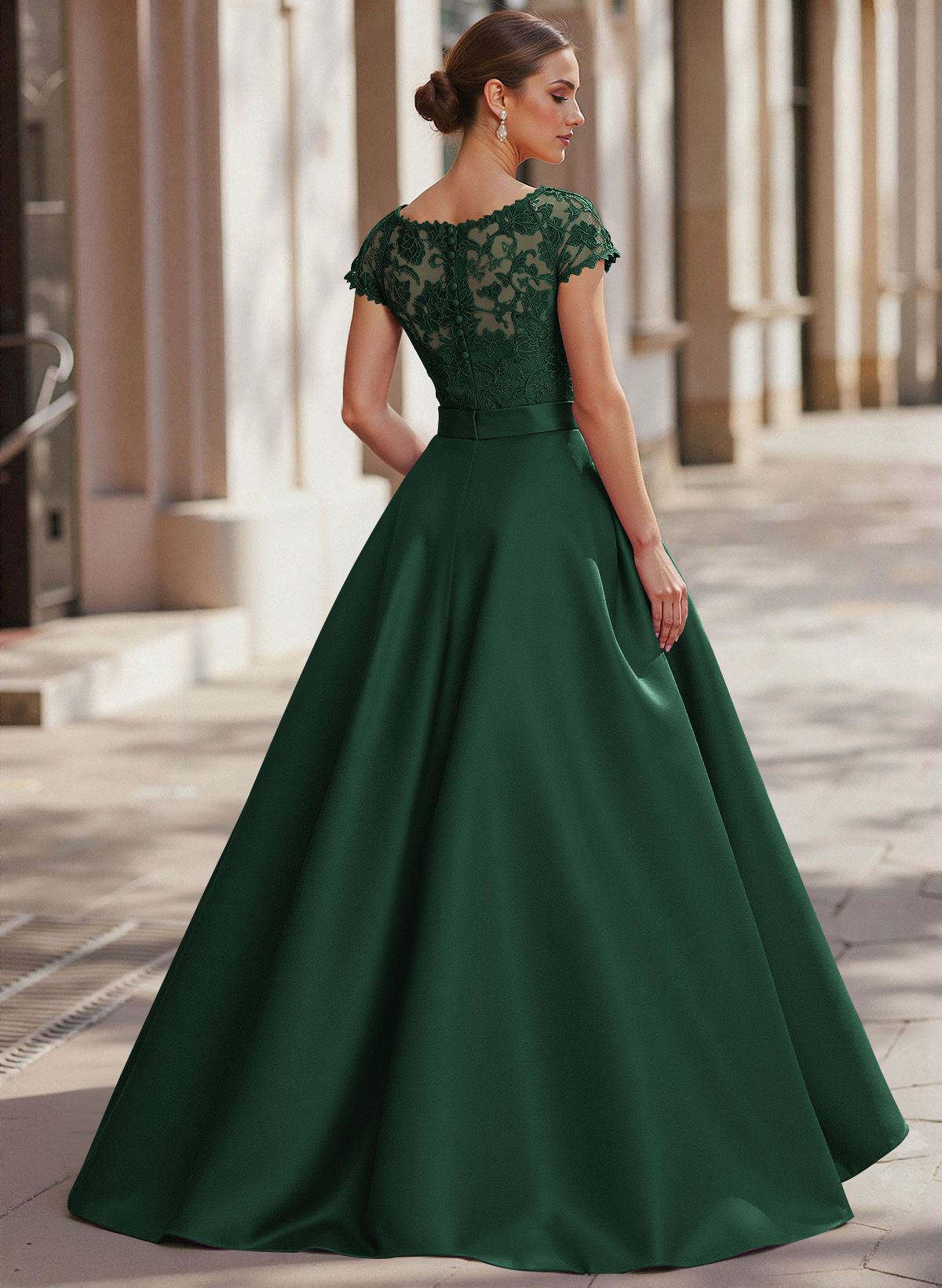 Jumpsuit/Pantsuit Scoop Neck Short Sleeves Detachable Lace/Satin Mother Of The Bride Dresses