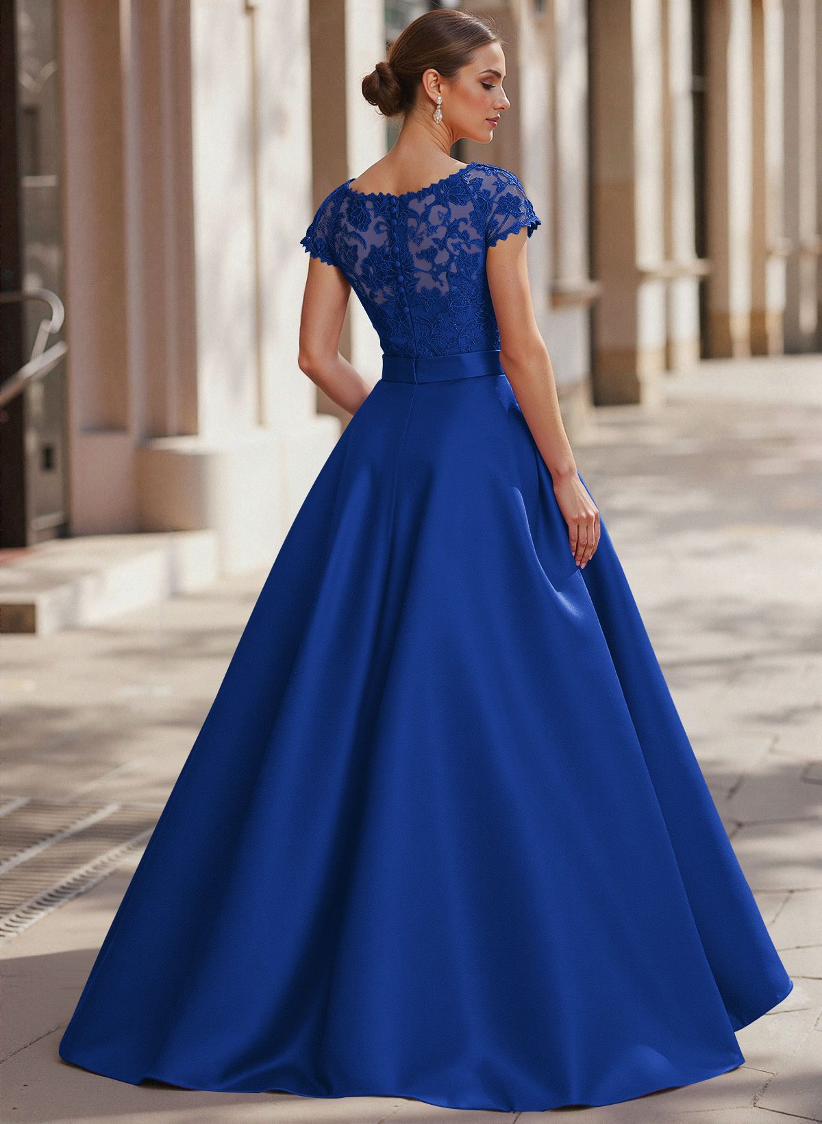 Jumpsuit/Pantsuit Scoop Neck Short Sleeves Detachable Lace/Satin Mother Of The Bride Dresses