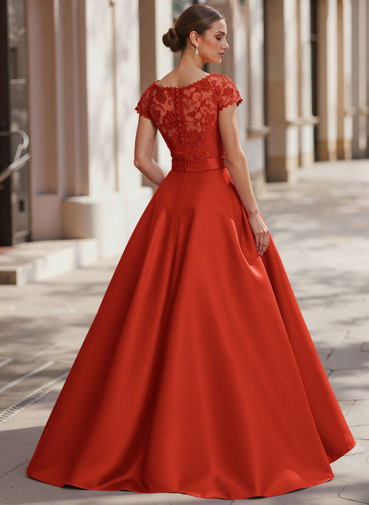 Jumpsuit/Pantsuit Scoop Neck Short Sleeves Detachable Lace/Satin Mother Of The Bride Dresses