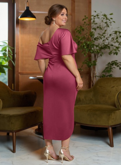 Classic Asymmetrical Neckline Ankle-Length Satin Mother Of The Bride Dresses, product image 55
