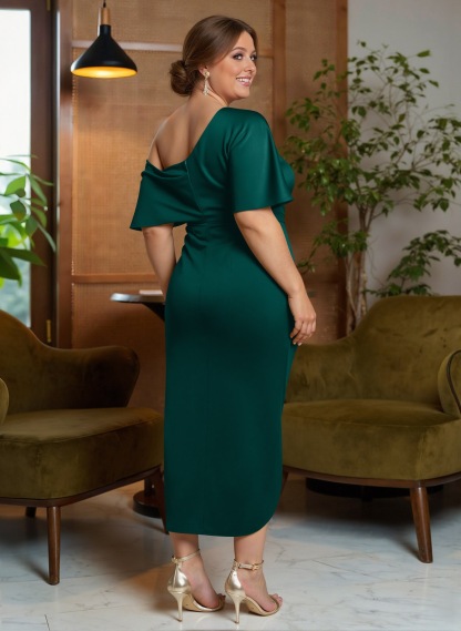 Classic Asymmetrical Neckline Ankle-Length Satin Mother Of The Bride Dresses, product image 65