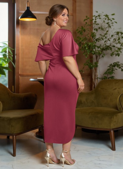 Classic Asymmetrical Neckline Ankle-Length Satin Mother Of The Bride Dresses, product image 57