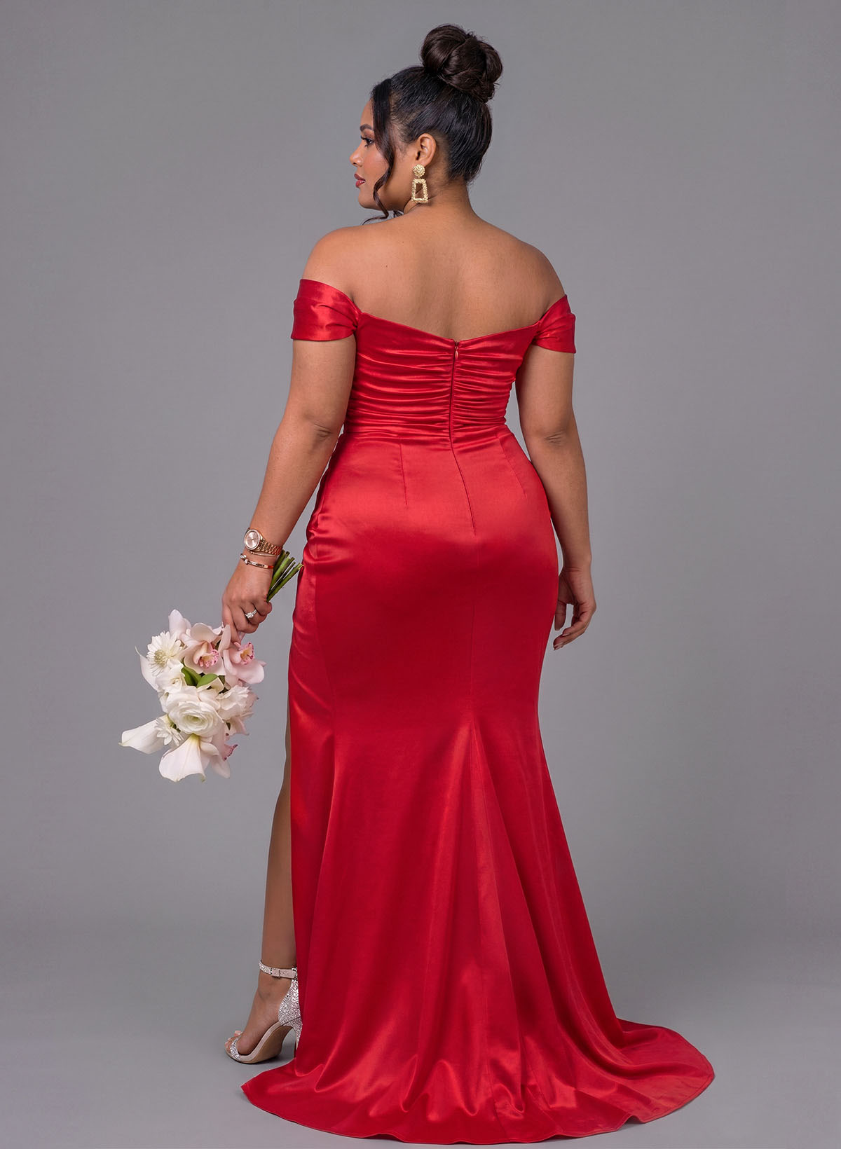 Trumpet/Mermaid Off-The-Shoulder Silk Like Satin Bridesmaid Dresses With Split Front, product image 153