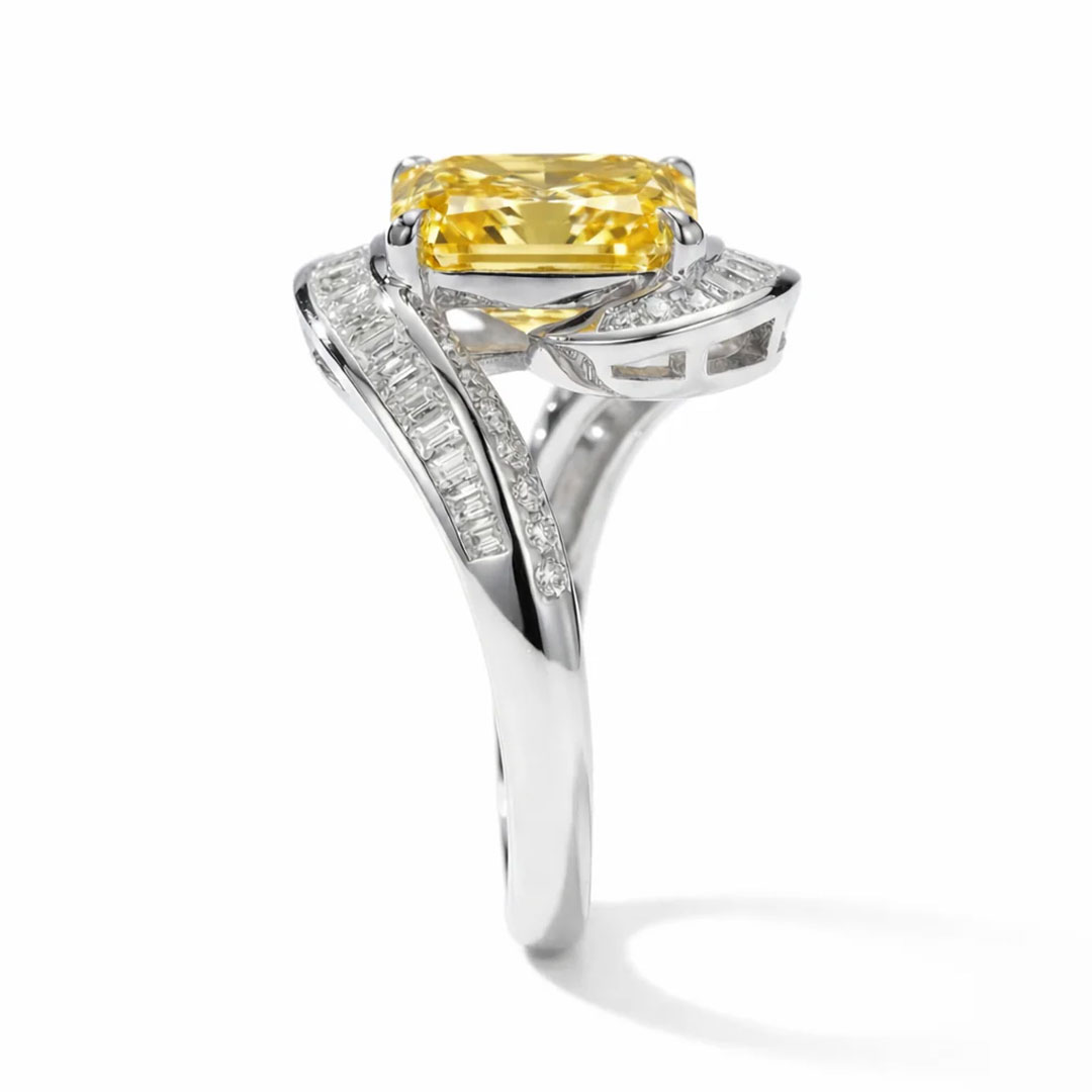 10*12mm Emerald Cut Sona Simulated Diamonds Engagement Rings In Sterling Silver