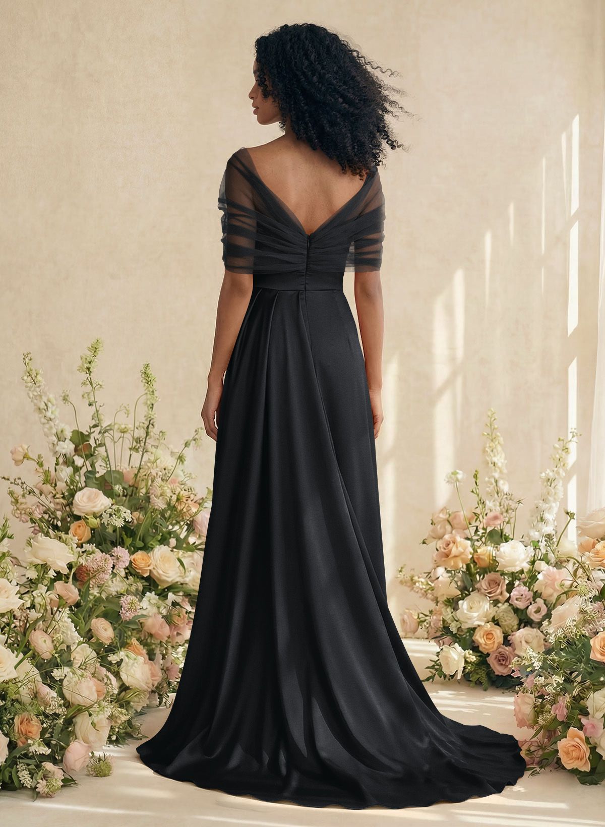 Trumpet/Mermaid Off-The-Shoulder Satin/Tulle Bridesmaid Dresses With Split Front, product image 227