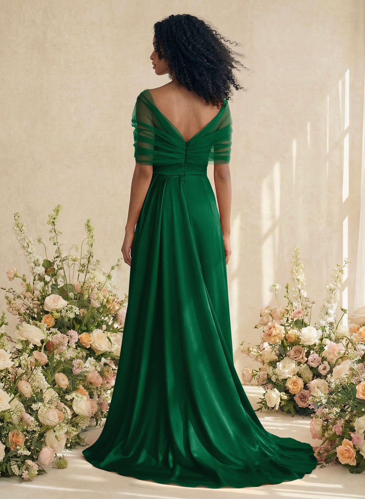 Trumpet/Mermaid Off-The-Shoulder Satin/Tulle Bridesmaid Dresses With Split Front, product image 247