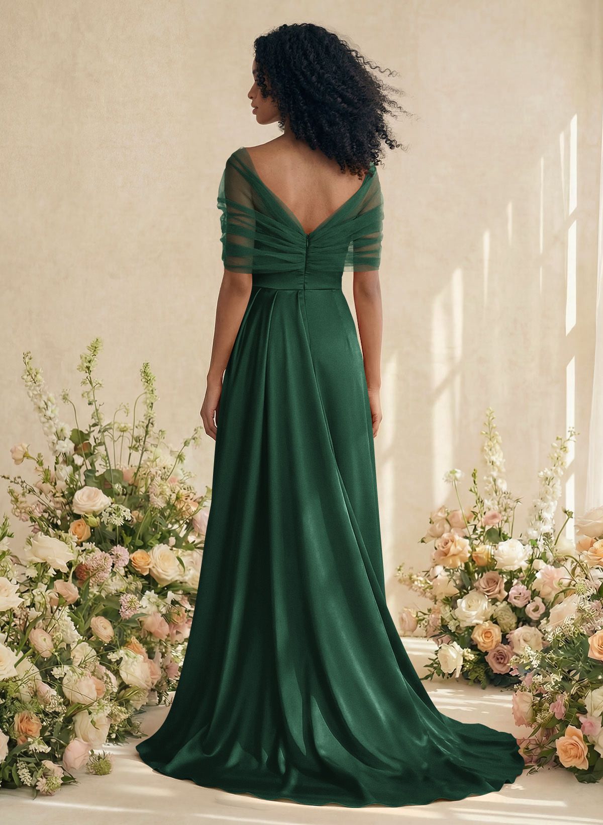 Trumpet/Mermaid Off-The-Shoulder Satin/Tulle Bridesmaid Dresses With Split Front, product image 159