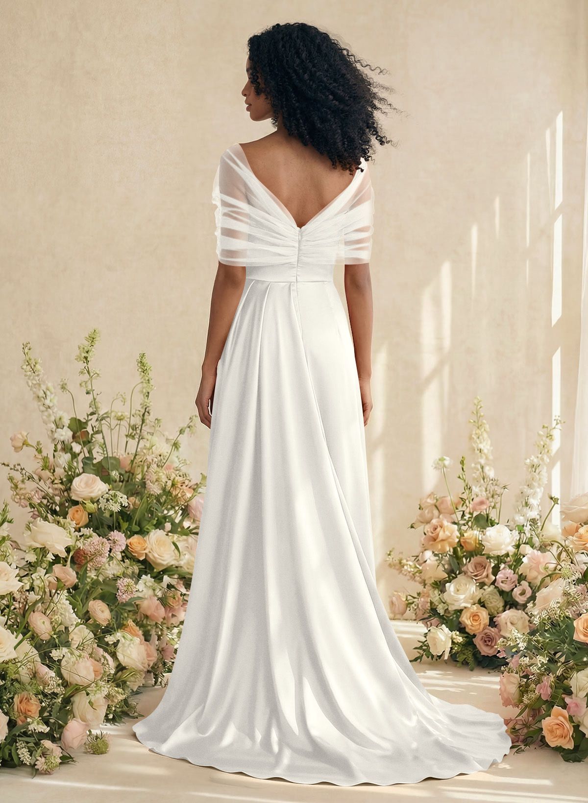 Trumpet/Mermaid Off-The-Shoulder Satin/Tulle Bridesmaid Dresses With Split Front, product image 211