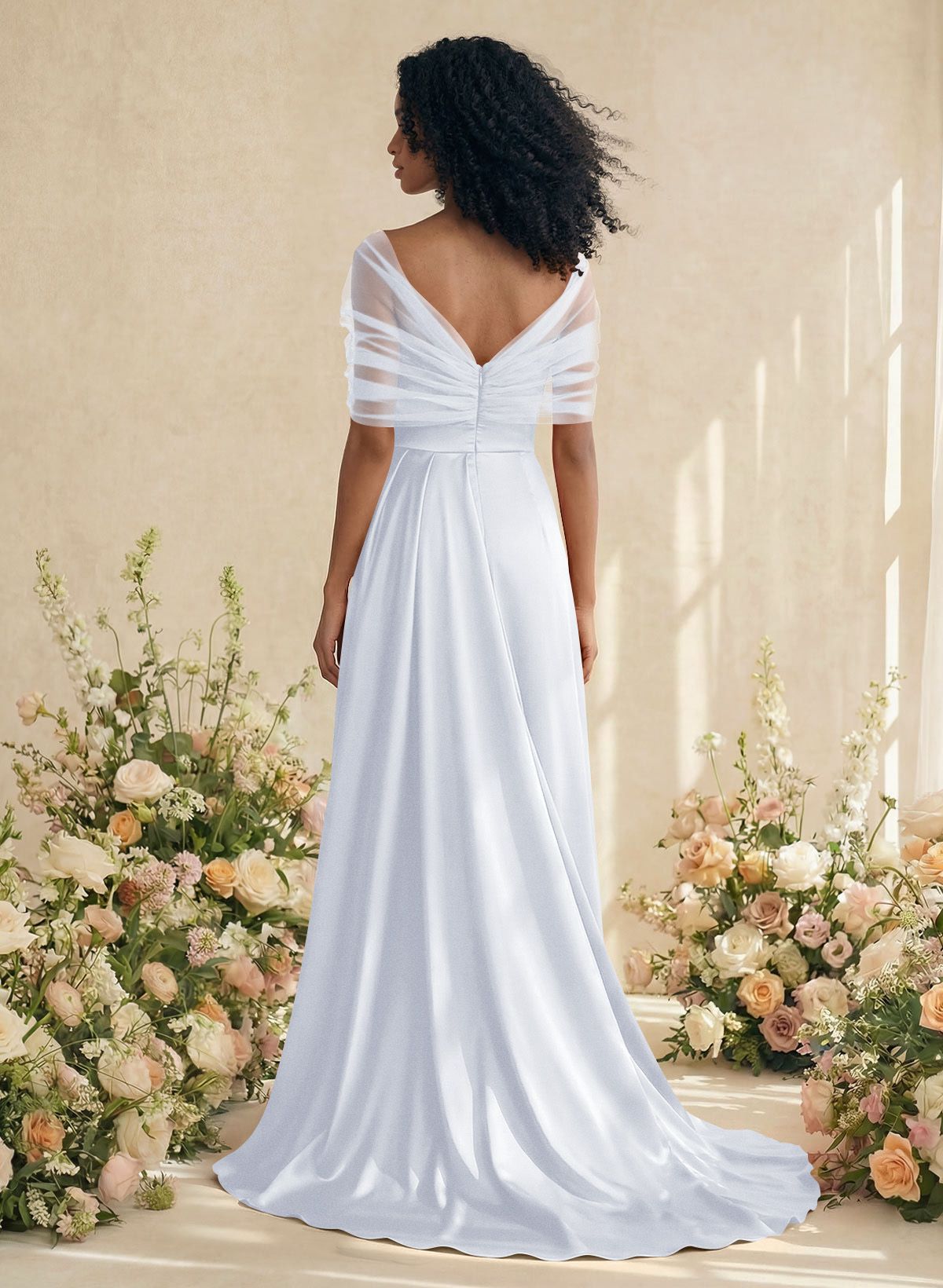 Trumpet/Mermaid Off-The-Shoulder Satin/Tulle Bridesmaid Dresses With Split Front, product image 215