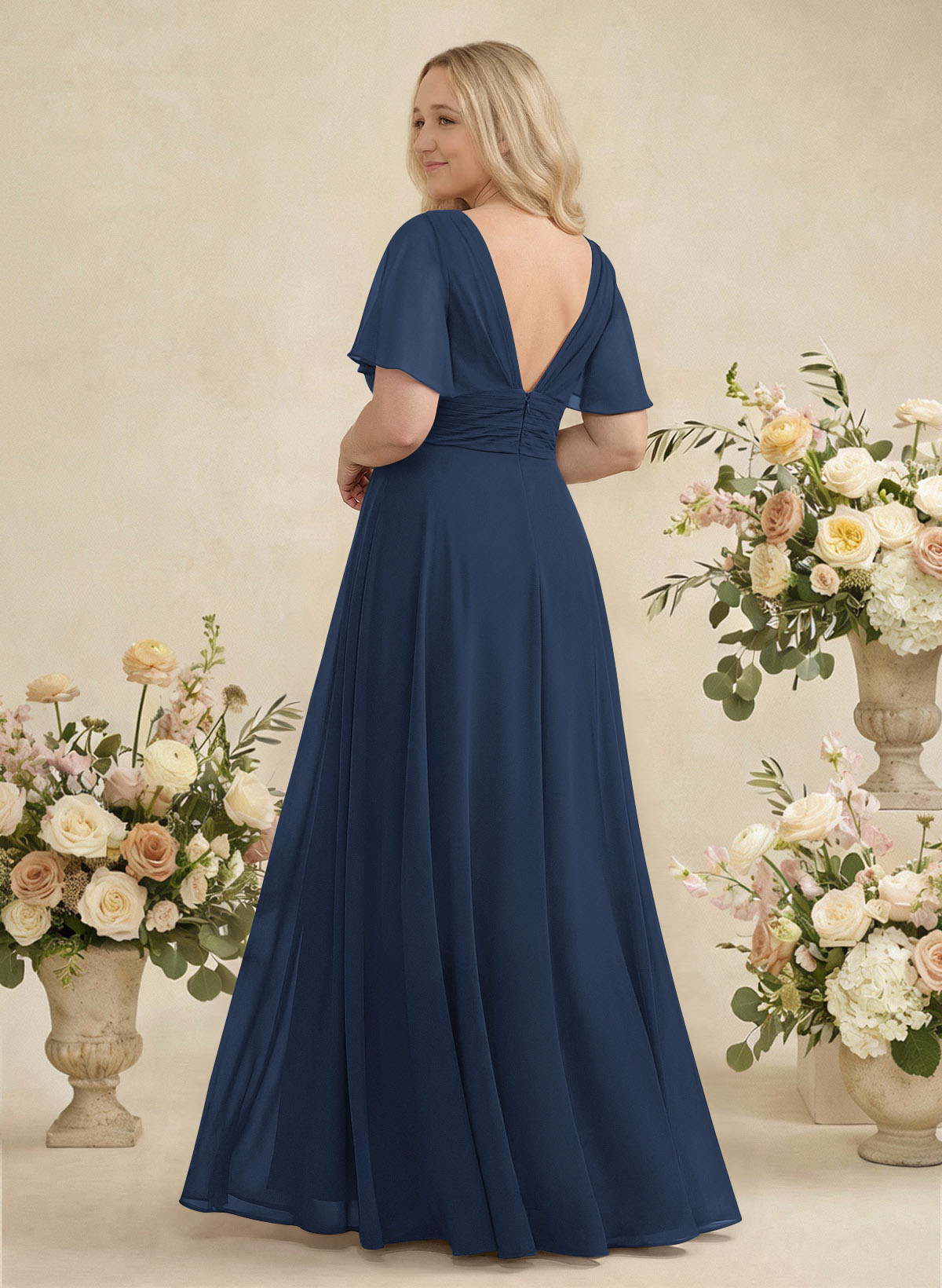 V-Neck Chiffon Bridesmaid Dresses With Short Sleeves, product image 276