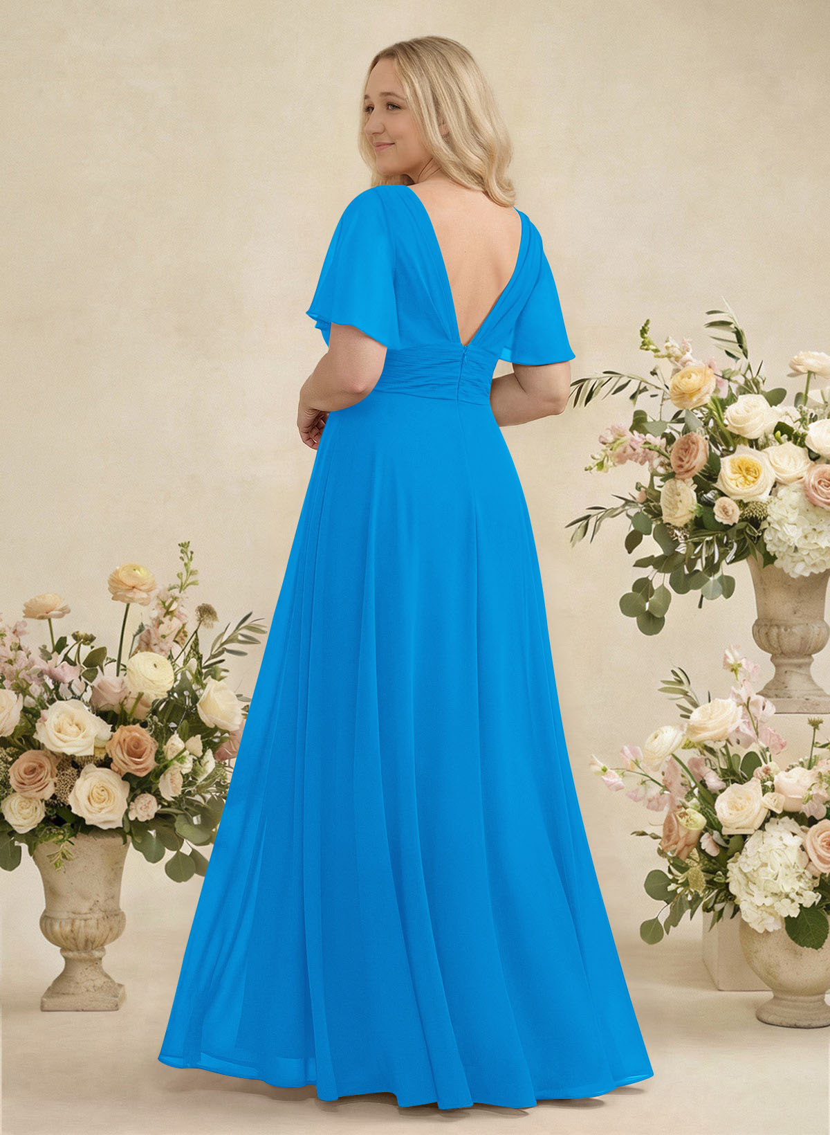 V-Neck Chiffon Bridesmaid Dresses With Short Sleeves, product image 288