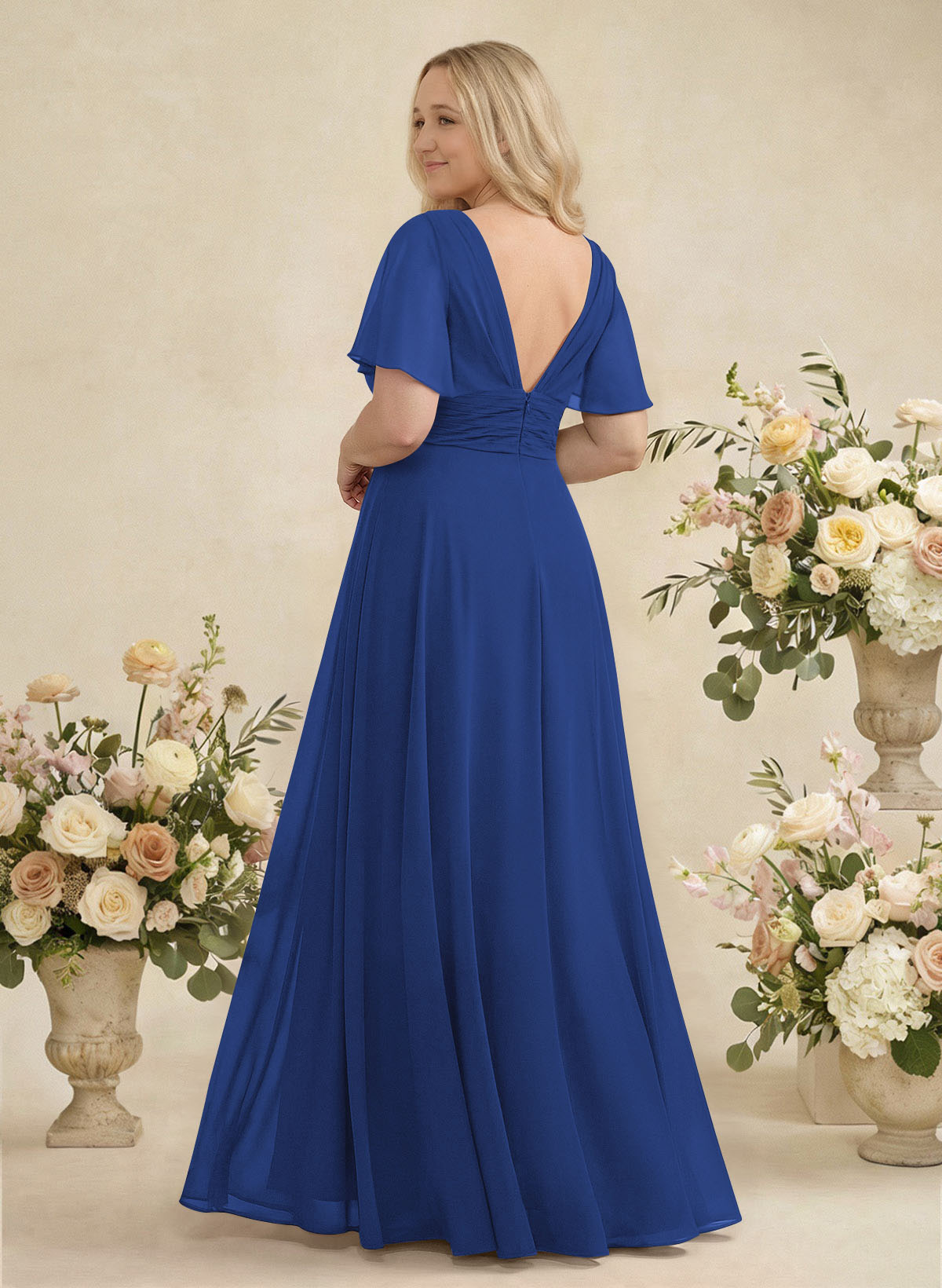 V-Neck Chiffon Bridesmaid Dresses With Short Sleeves, product image 286