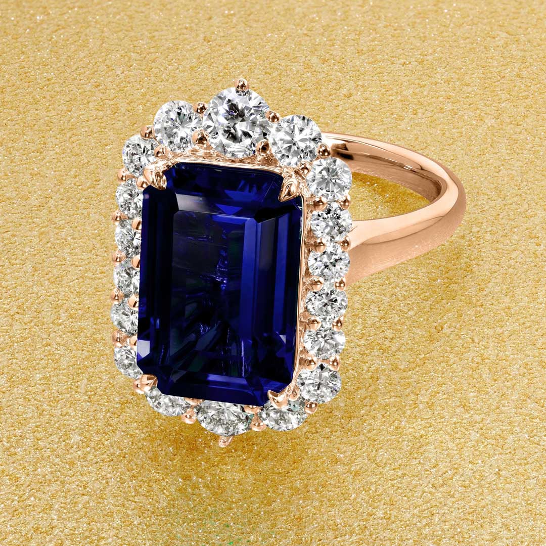 9*12mm Radiant Cut Sona Simulated Diamonds Engagement Rings In Sterling Silver