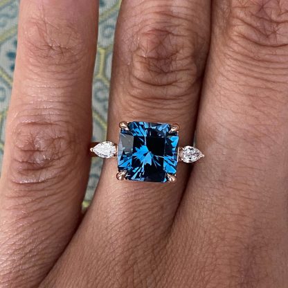 10*10mm Emerald Cut Sona Simulated Diamonds Engagement Rings In Sterling Silver