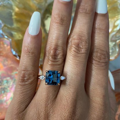 10*10mm Emerald Cut Sona Simulated Diamonds Engagement Rings In Sterling Silver