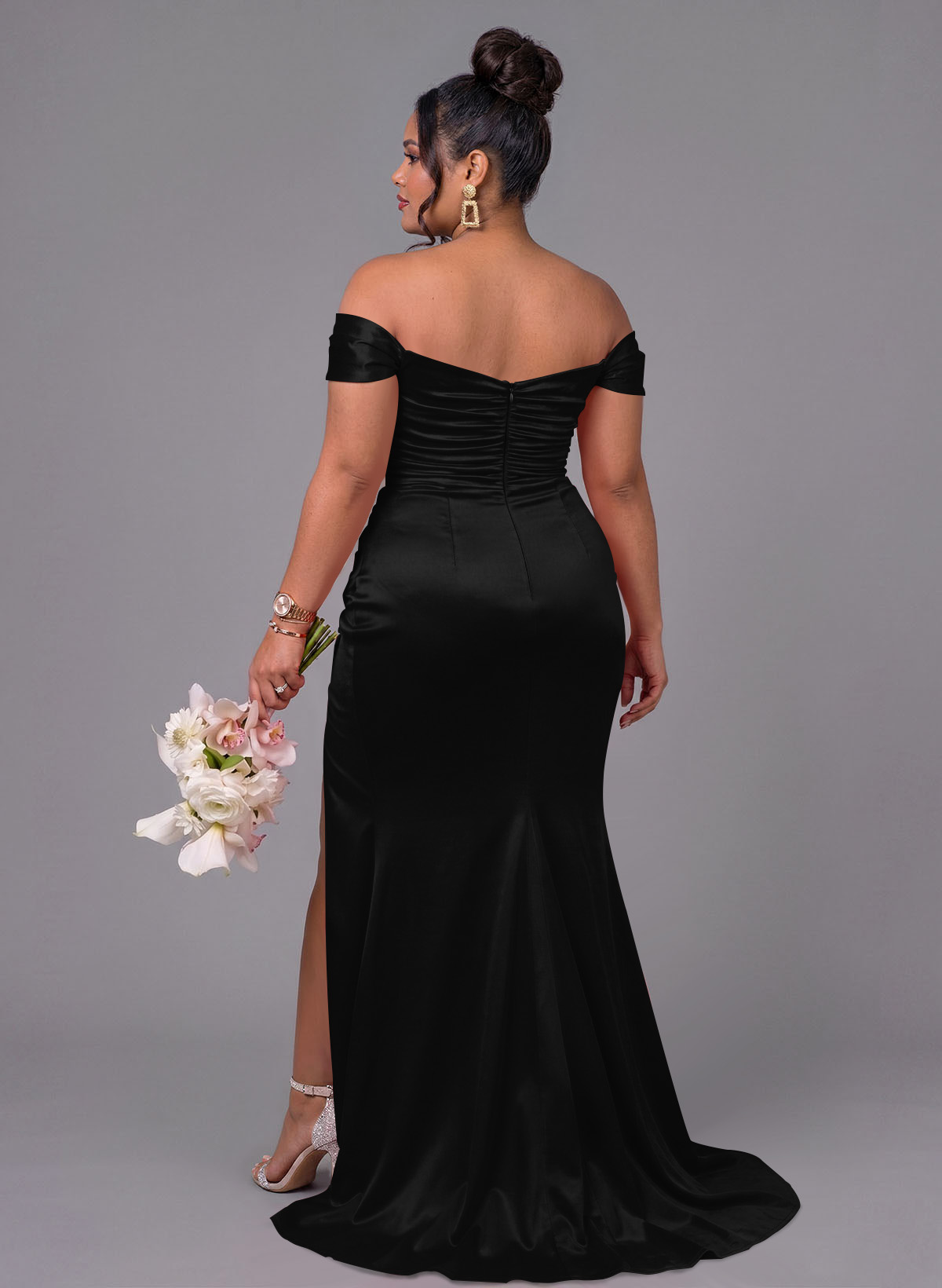 Trumpet/Mermaid Off-The-Shoulder Silk Like Satin Bridesmaid Dresses With Split Front, product image 239