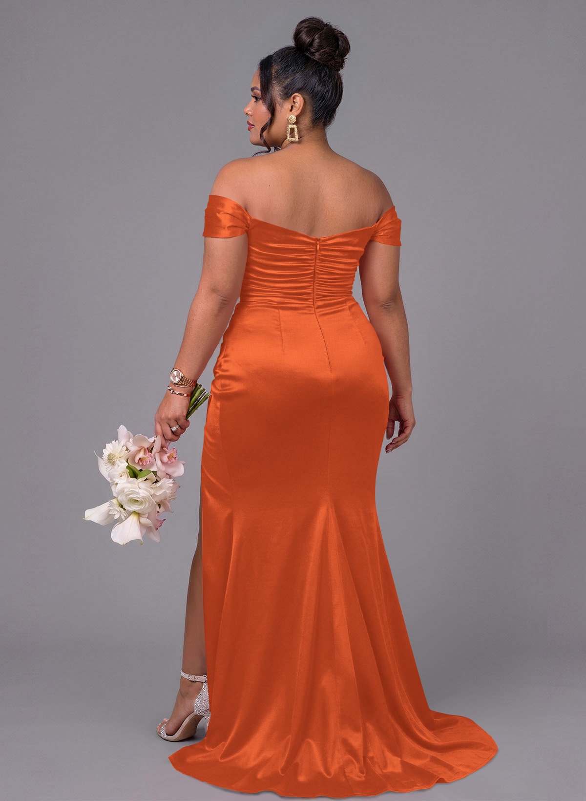 Trumpet/Mermaid Off-The-Shoulder Silk Like Satin Bridesmaid Dresses With Split Front, product image 227