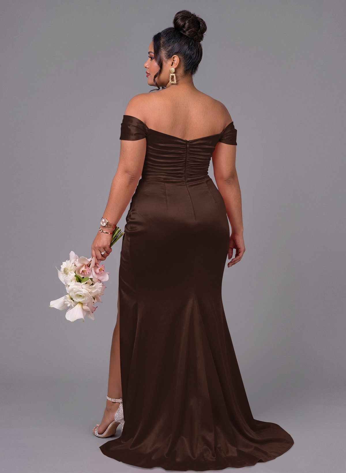 Trumpet/Mermaid Off-The-Shoulder Silk Like Satin Bridesmaid Dresses With Split Front, product image 229