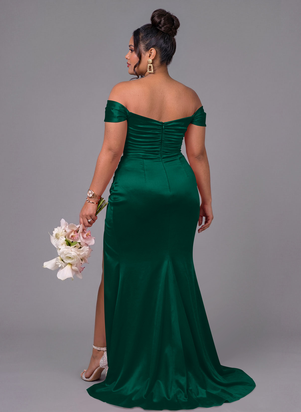 Trumpet/Mermaid Off-The-Shoulder Silk Like Satin Bridesmaid Dresses With Split Front, product image 243
