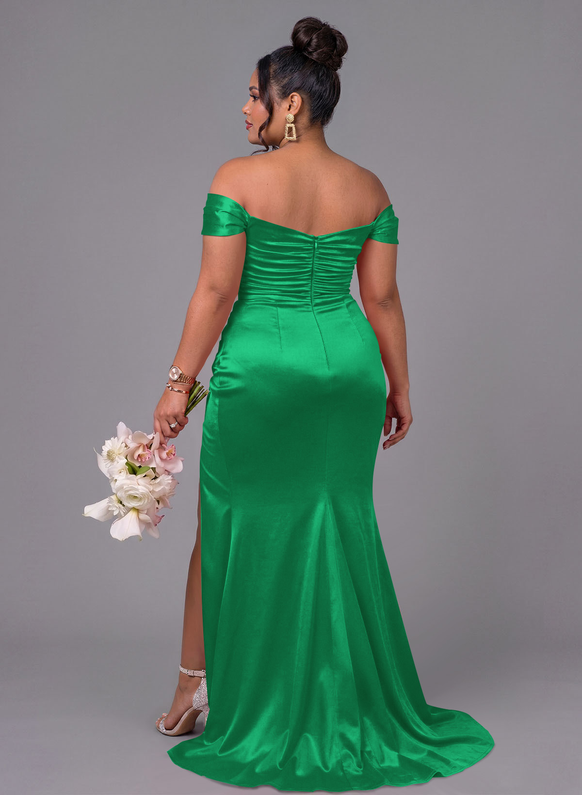 Trumpet/Mermaid Off-The-Shoulder Silk Like Satin Bridesmaid Dresses With Split Front, product image 241