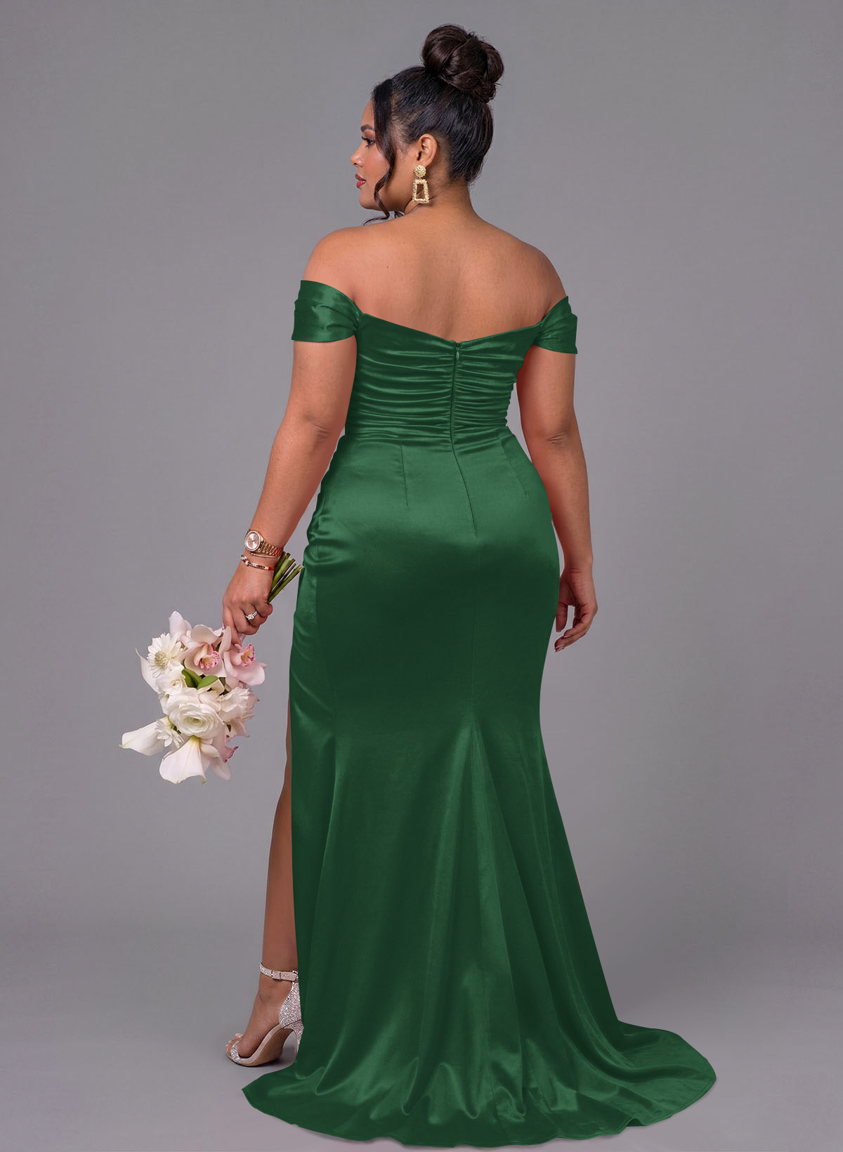 Trumpet/Mermaid Off-The-Shoulder Silk Like Satin Bridesmaid Dresses With Split Front, product image 209