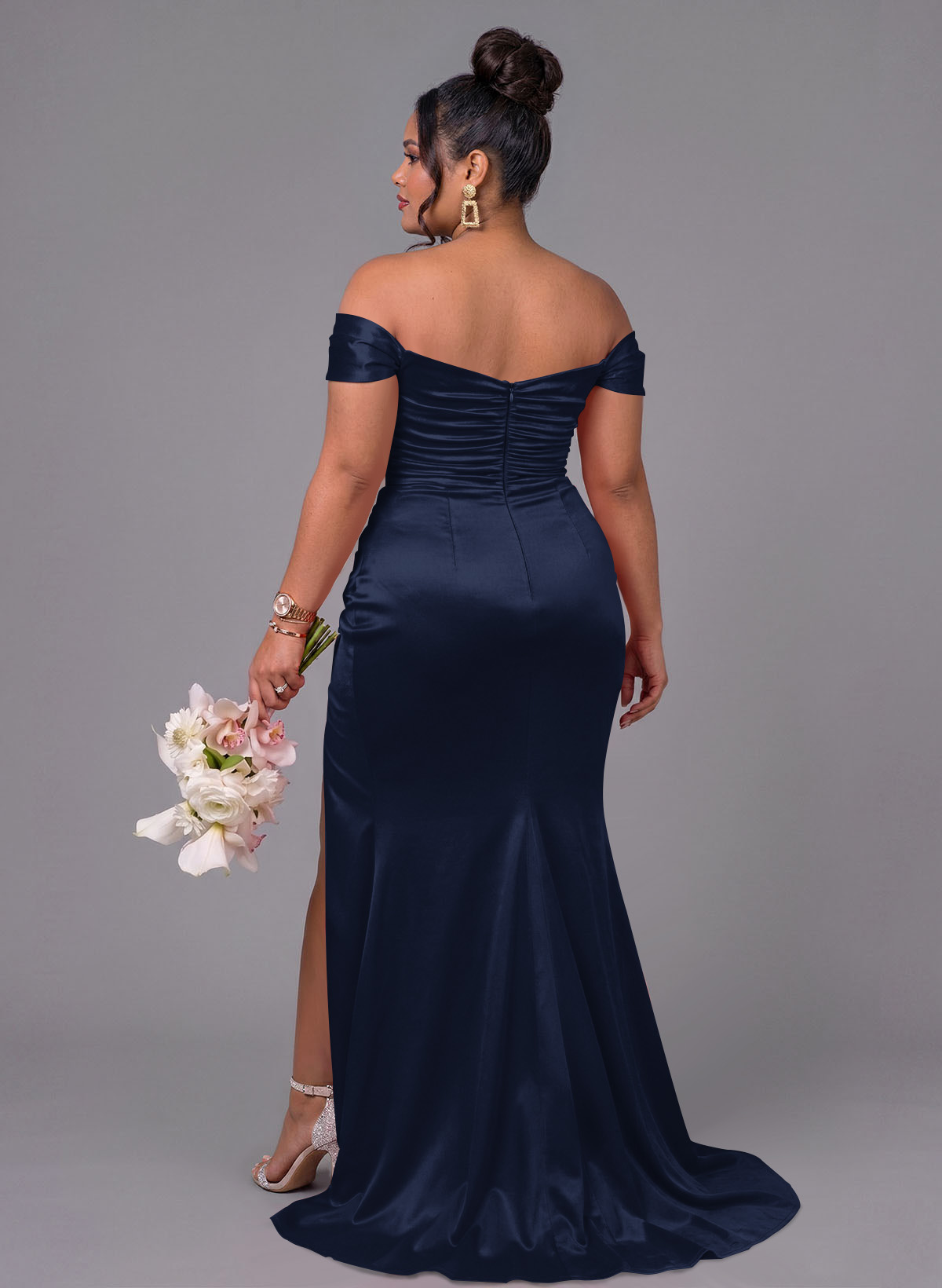 Trumpet/Mermaid Off-The-Shoulder Silk Like Satin Bridesmaid Dresses With Split Front, product image 157