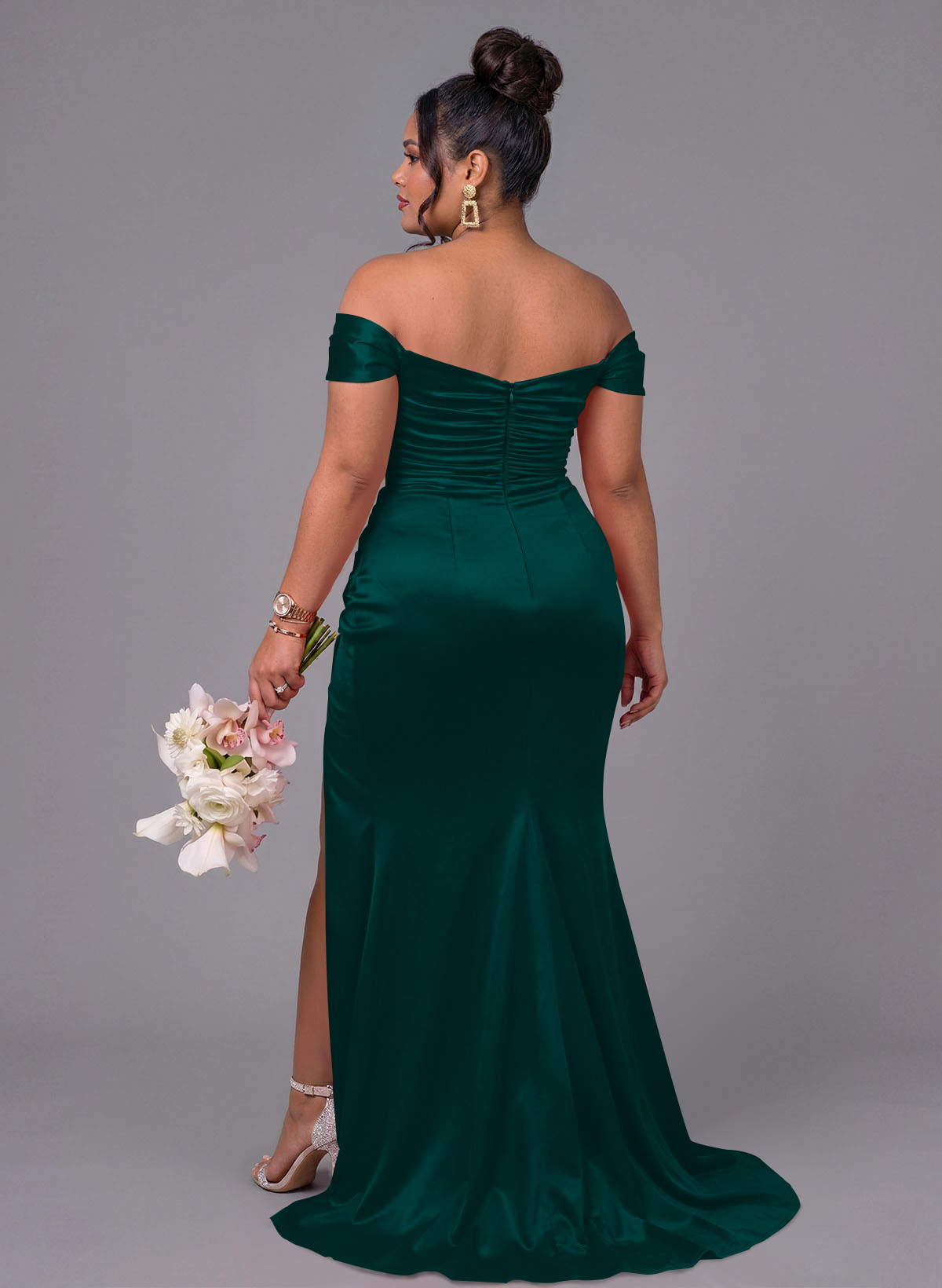 Trumpet/Mermaid Off-The-Shoulder Silk Like Satin Bridesmaid Dresses With Split Front, product image 211