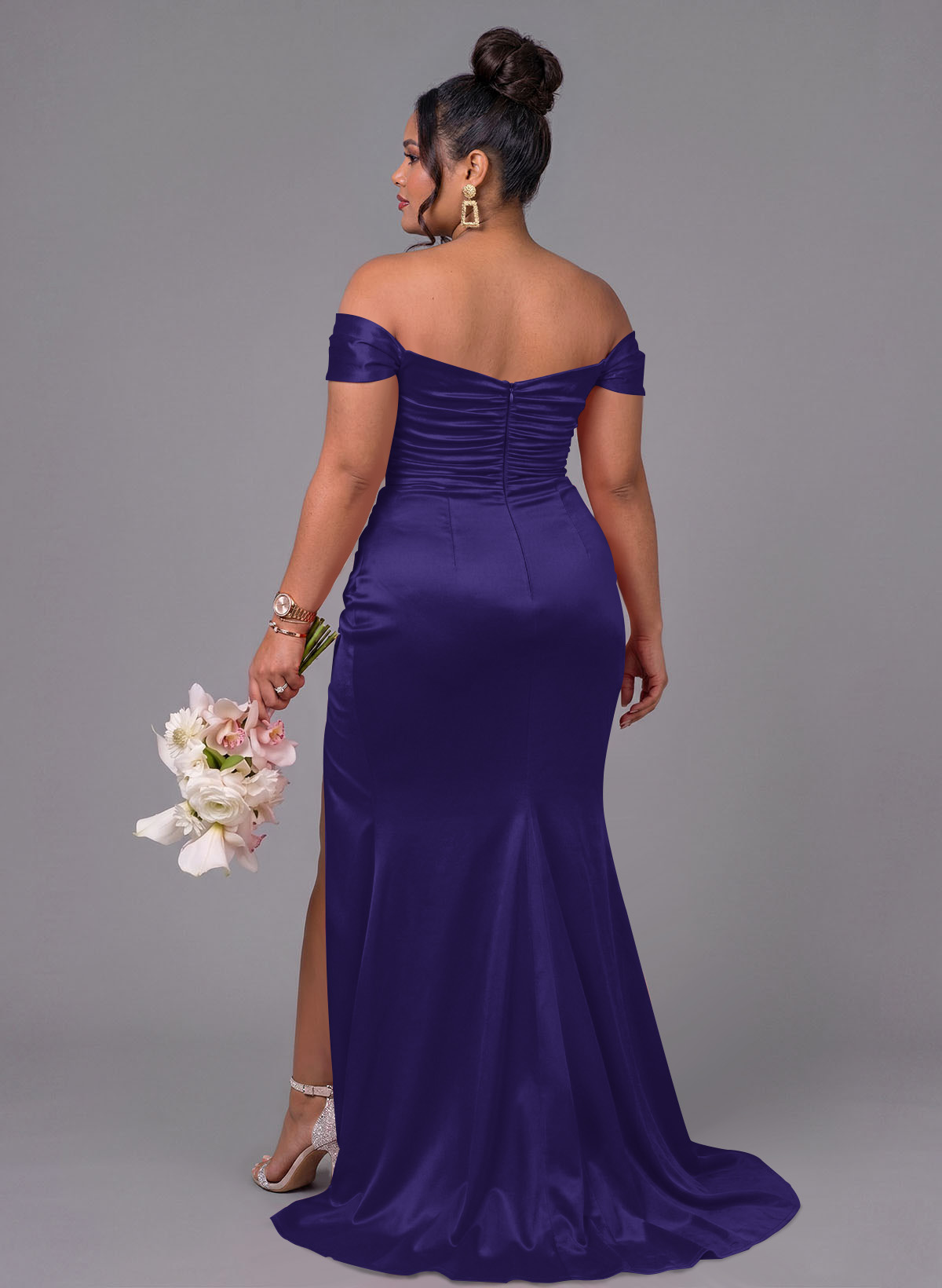 Trumpet/Mermaid Off-The-Shoulder Silk Like Satin Bridesmaid Dresses With Split Front, product image 207