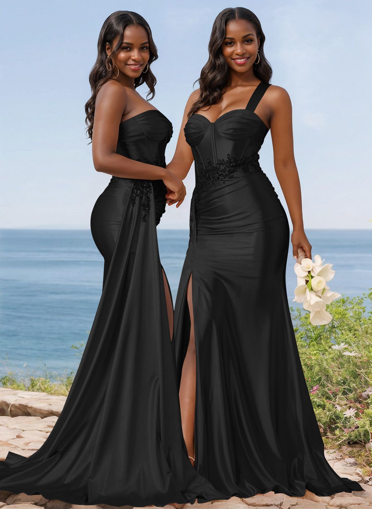 Trumpet/Mermaid Silk Like Satin Bridesmaid Dresses With High Split, product image 32