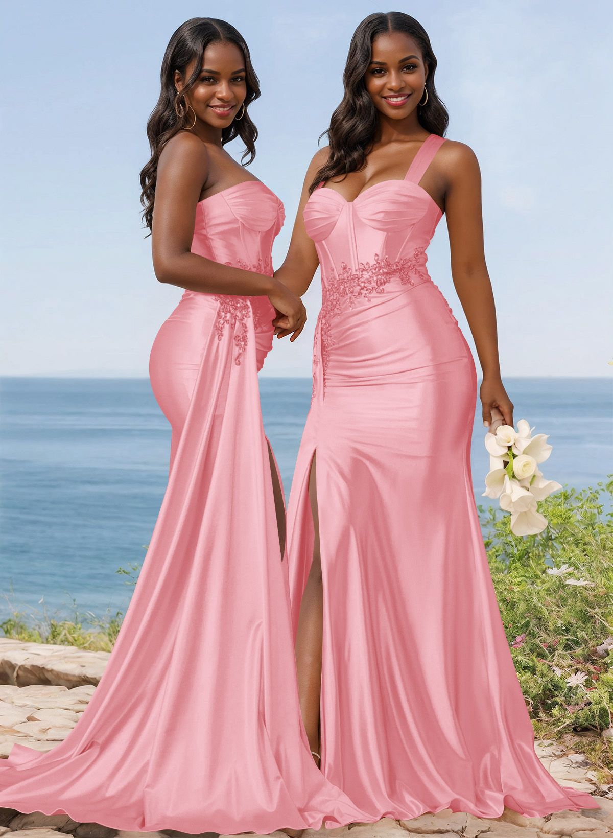 Trumpet/Mermaid Silk Like Satin Bridesmaid Dresses With High Split, product image 14