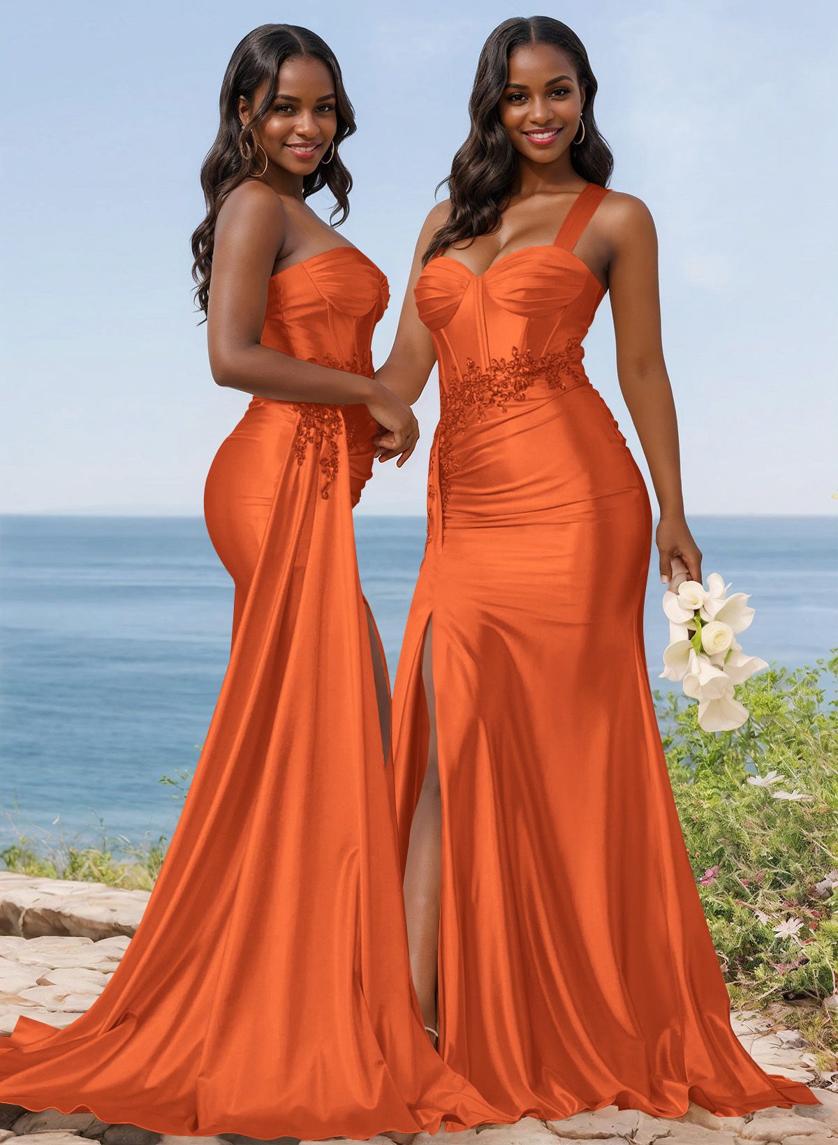 Trumpet/Mermaid Silk Like Satin Bridesmaid Dresses With High Split, product image 92