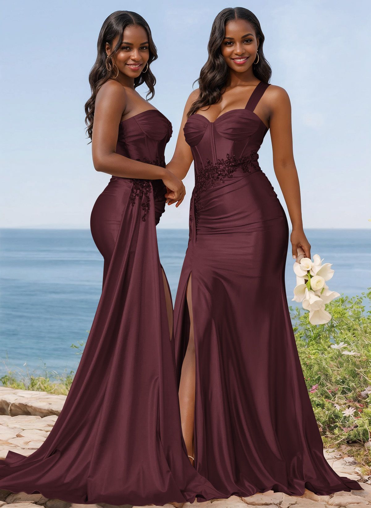 Trumpet/Mermaid Silk Like Satin Bridesmaid Dresses With High Split, product image 16