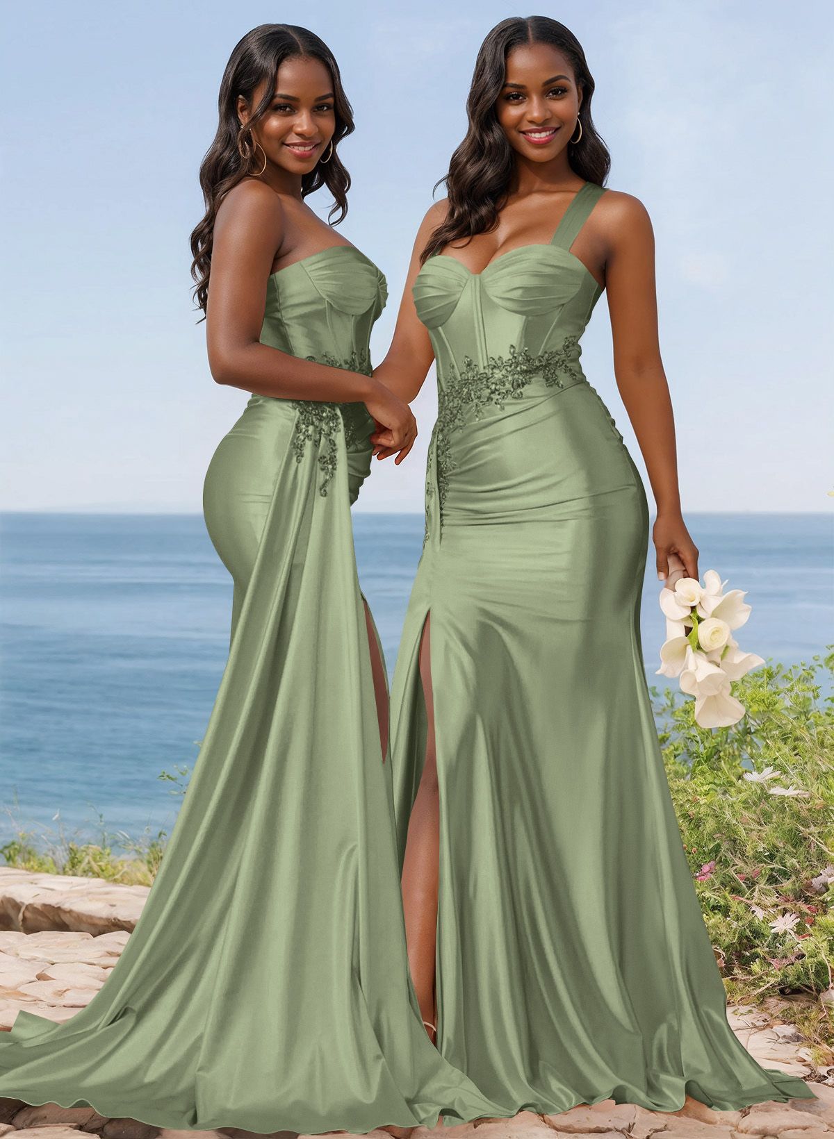 Trumpet/Mermaid Silk Like Satin Bridesmaid Dresses With High Split, product image 18