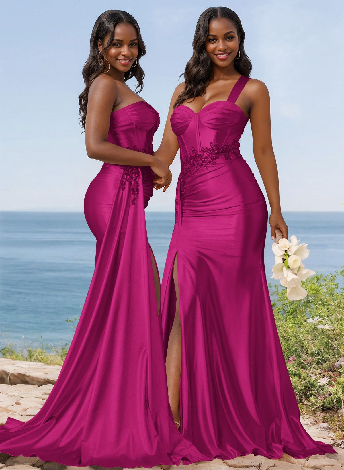 Trumpet/Mermaid Silk Like Satin Bridesmaid Dresses With High Split, product image 68