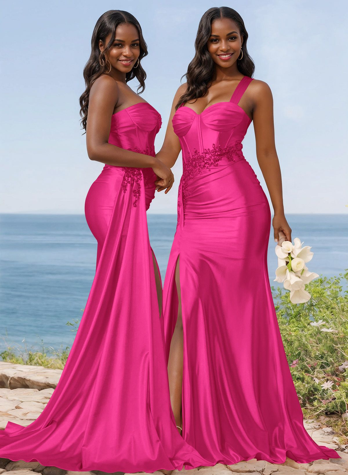 Trumpet/Mermaid Silk Like Satin Bridesmaid Dresses With High Split, product image 94
