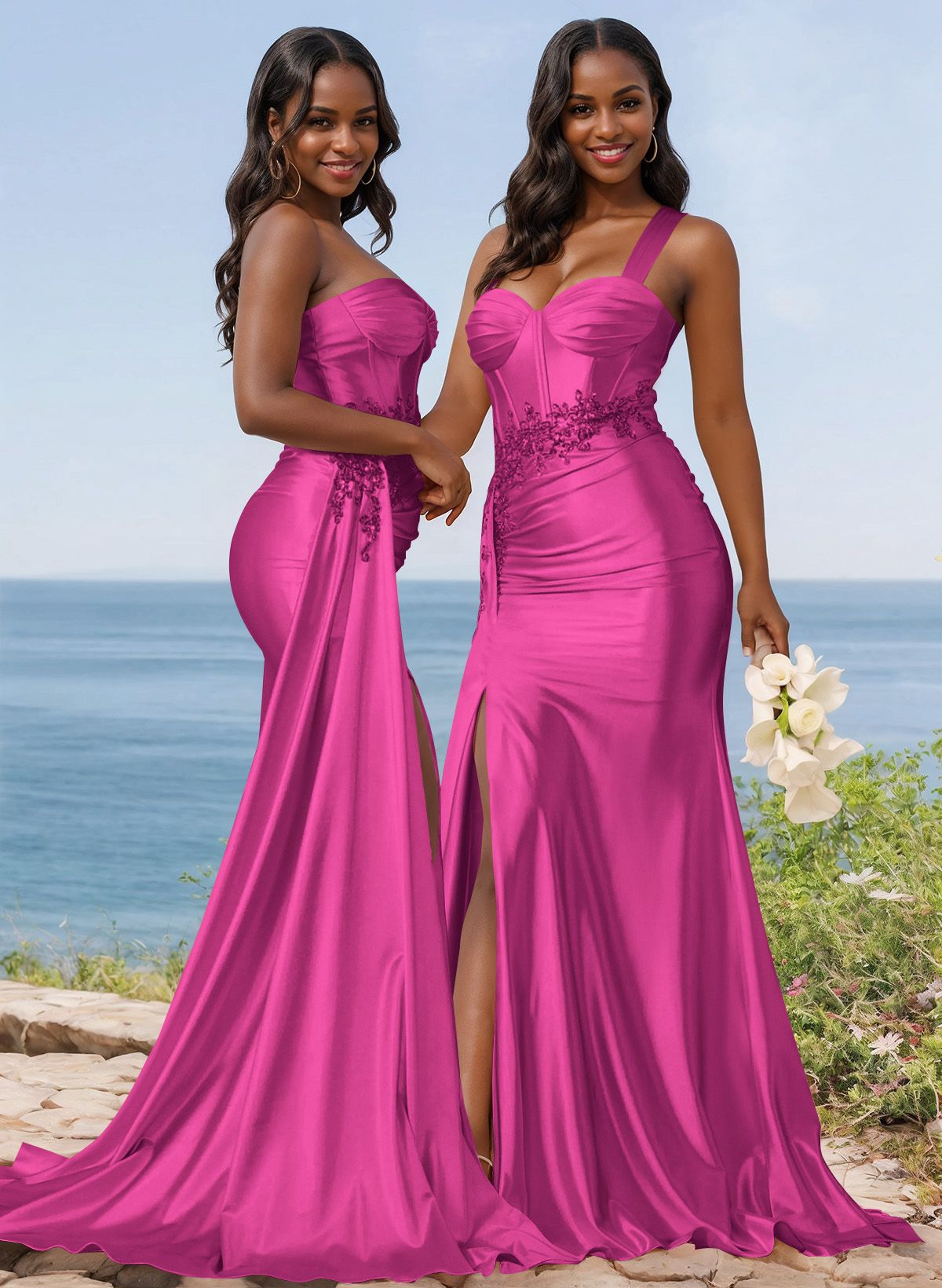 Trumpet/Mermaid Silk Like Satin Bridesmaid Dresses With High Split, product image 72
