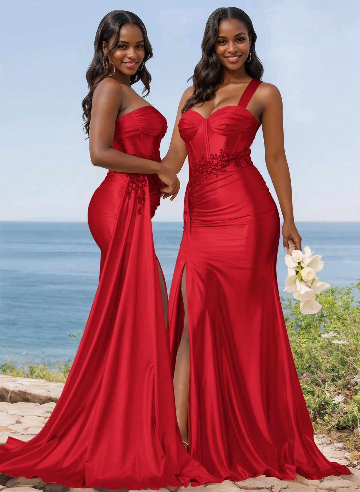 Trumpet/Mermaid Silk Like Satin Bridesmaid Dresses With High Split, product image 52