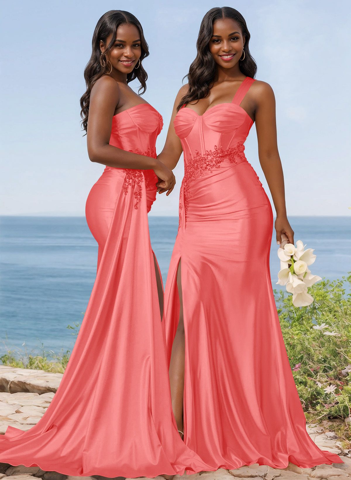Trumpet/Mermaid Silk Like Satin Bridesmaid Dresses With High Split, product image 80