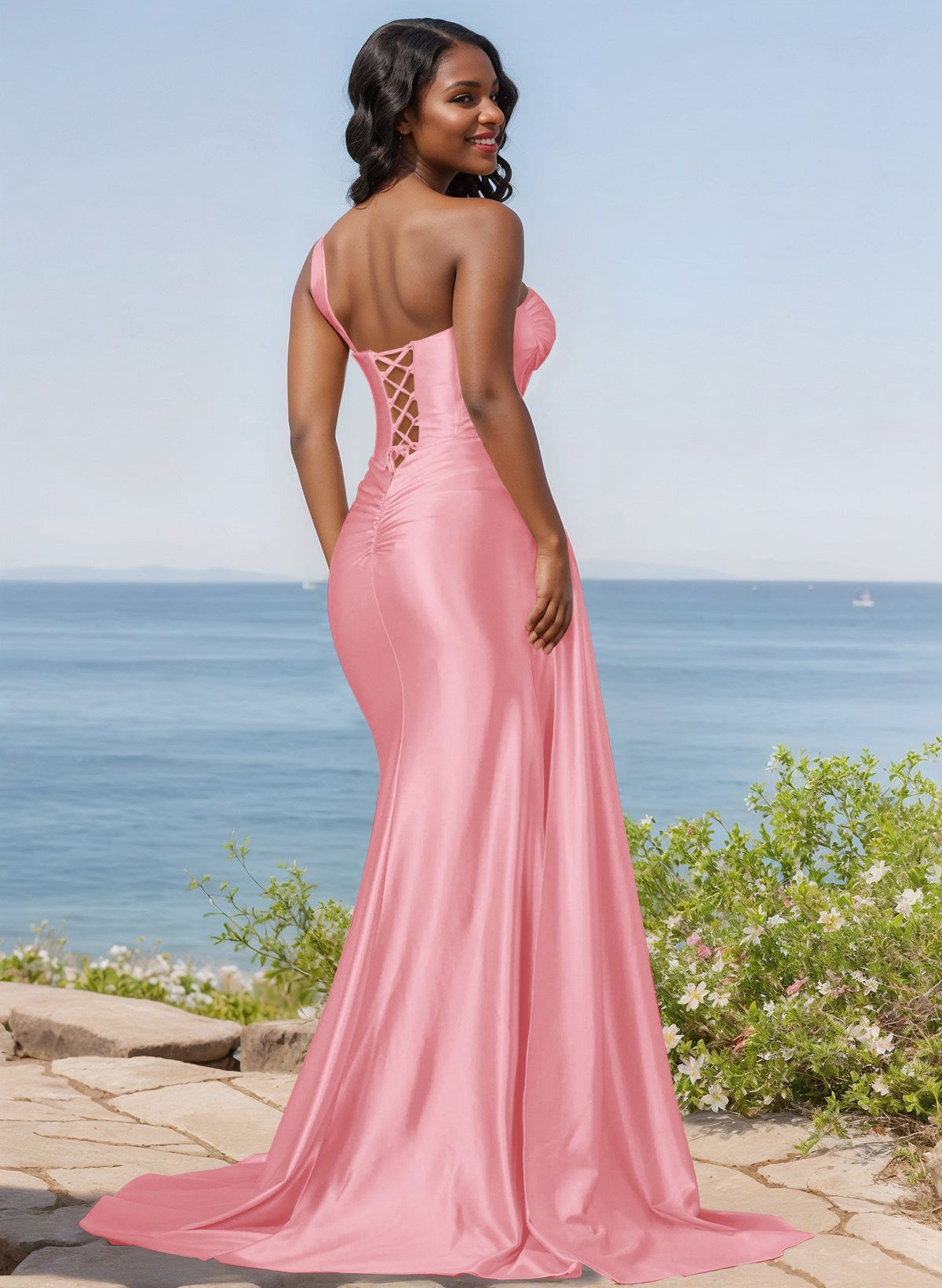 Trumpet/Mermaid Silk Like Satin Bridesmaid Dresses With High Split, product image 15