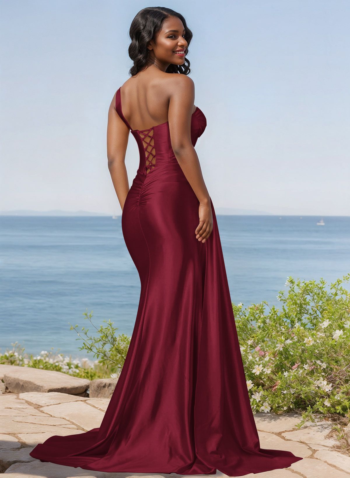 Trumpet/Mermaid Silk Like Satin Bridesmaid Dresses With High Split, product image 13