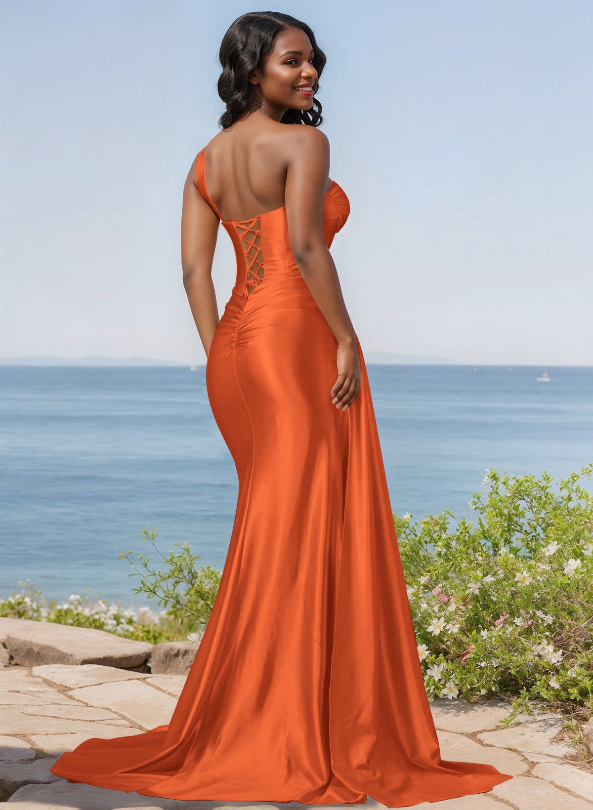 Trumpet/Mermaid Silk Like Satin Bridesmaid Dresses With High Split, product image 93