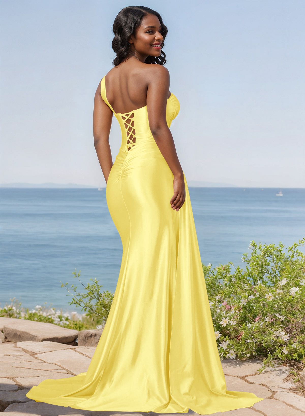 Trumpet/Mermaid Silk Like Satin Bridesmaid Dresses With High Split, product image 57