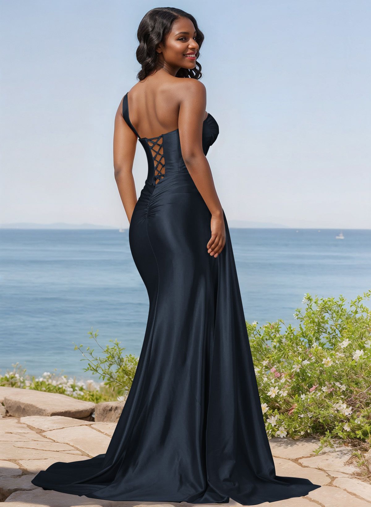 Trumpet/Mermaid Silk Like Satin Bridesmaid Dresses With High Split, product image 11
