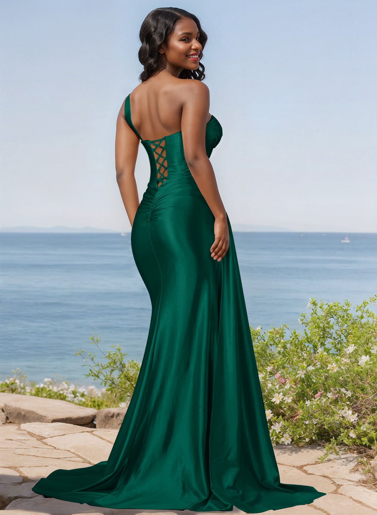 Trumpet/Mermaid Silk Like Satin Bridesmaid Dresses With High Split, product image 101