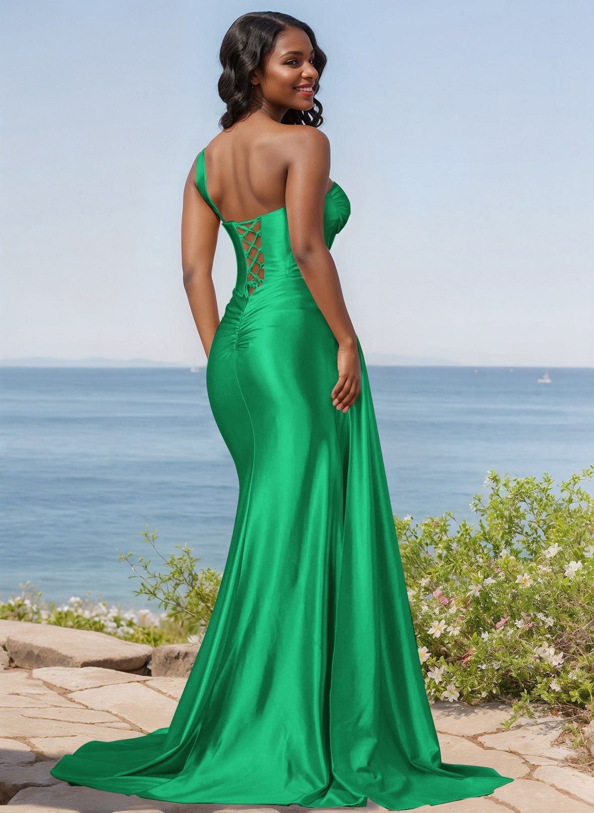 Trumpet/Mermaid Silk Like Satin Bridesmaid Dresses With High Split, product image 99