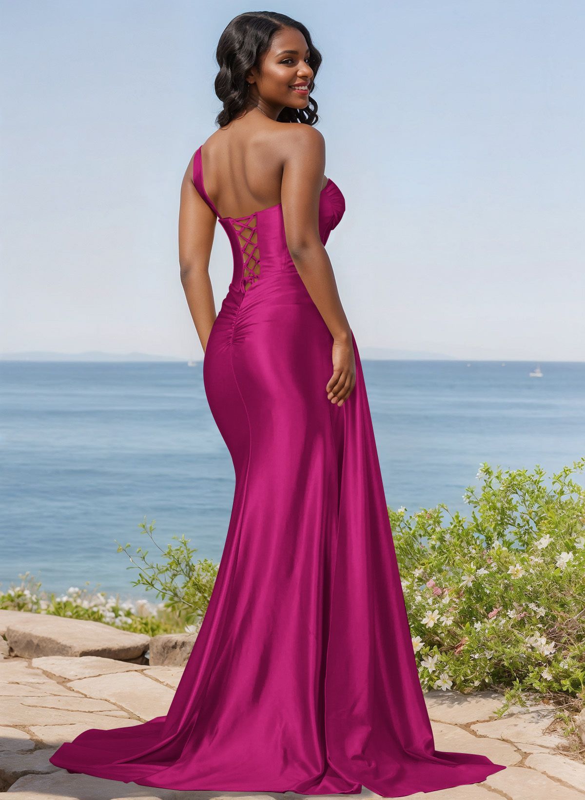 Trumpet/Mermaid Silk Like Satin Bridesmaid Dresses With High Split, product image 69